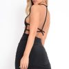 Clothing Rebellious Fashion | Black Braided Ruched Side Slinky Dress - Corissa