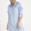 Clothing Rebellious Fashion | Blue Tied Shoulder Oversized Shirt Dress - Helen