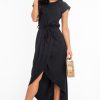 Clothing Rebellious Fashion | Black Scoop Neck Belted Wrap Maxi Dress - Allie