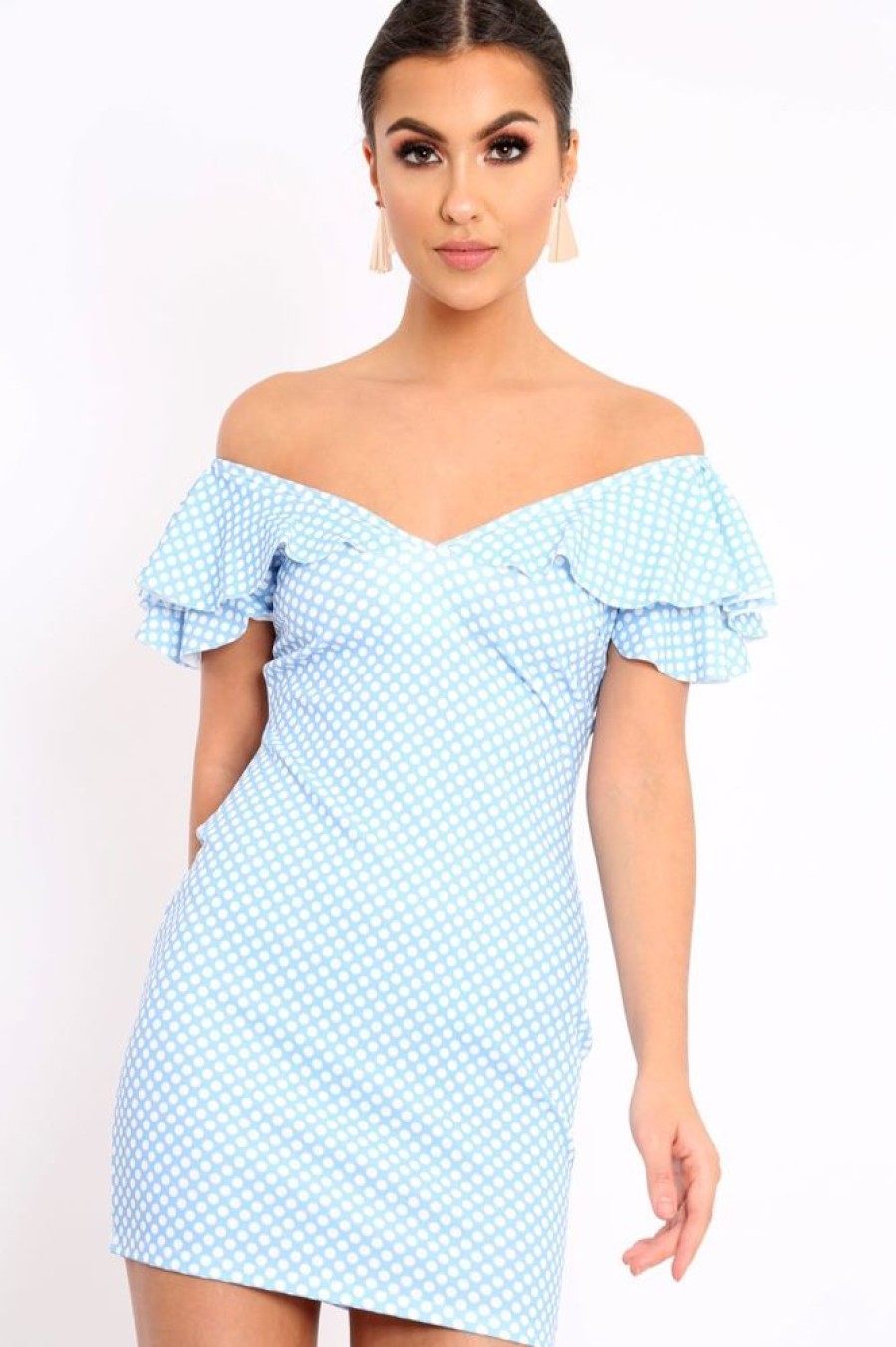 Clothing Rebellious Fashion | Blue Polka Dot Frill Dress - Halynn