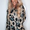 Clothing Rebellious Fashion | Beige And Blue Leopard Print Jumper Dress - Nancy