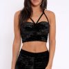 Clothing Rebellious Fashion | Black Velvet Bralet And Shorts Co Ord - Sophia