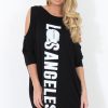 Clothing Rebellious Fashion | Black Cold Shoulder Oversized Dress - Sherri