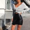 Clothing Rebellious Fashion | Grey Chunky Knit Plunge Sleeve Detail Jumper - Laelle