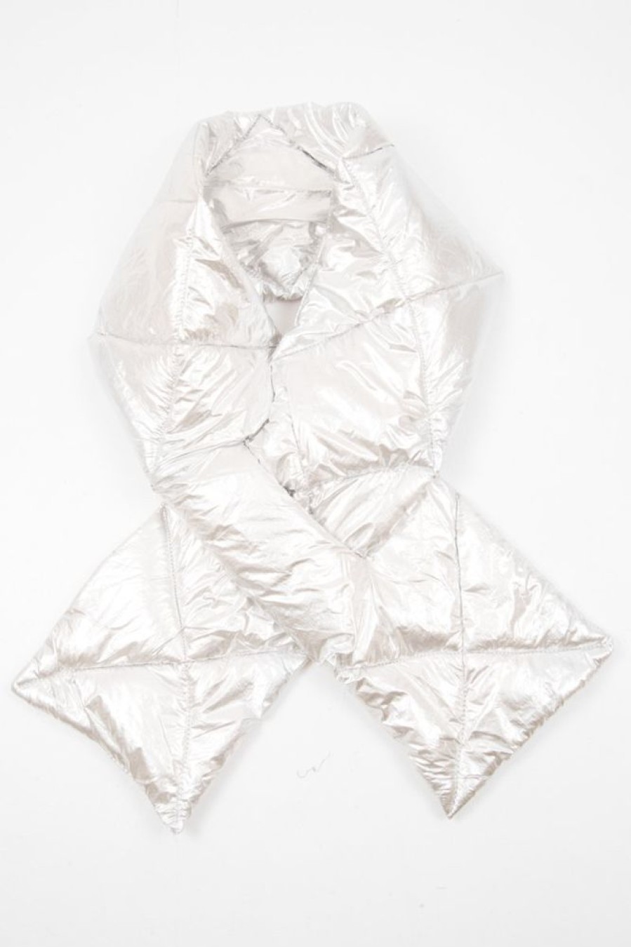 Accessories Rebellious Fashion | Silver Metallic Padded Scarf - Haizel