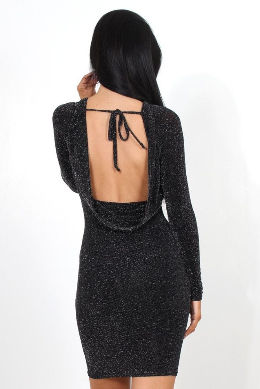 Clothing Rebellious Fashion | Delara Black Drooped Back Dress