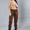 Clothing Rebellious Fashion | Brown Baggy Cuffed Cargo Trousers - Shemaz