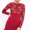 Clothing Rebellious Fashion | Wine Lace Bodycon Dress - Stacey