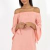 Clothing Rebellious Fashion | Pink Bardot Split Sleeve Dress - Sharpay