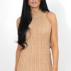 Clothing Rebellious Fashion | Frauna Nude Ribbed Bodycon Dress