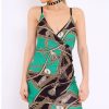 Clothing Rebellious Fashion | Green Asymmetrical Rope Print Dress - Divina