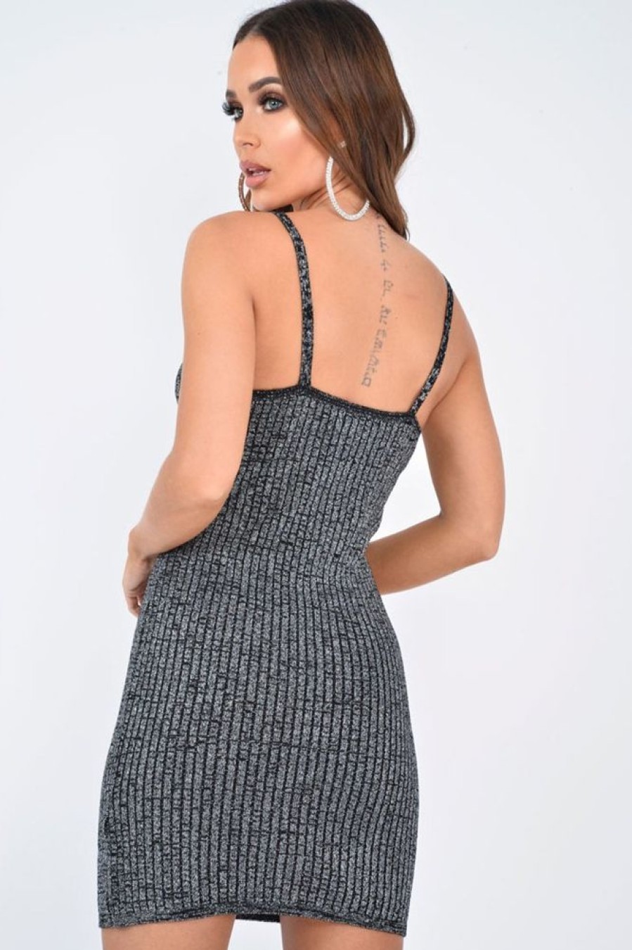 Clothing Rebellious Fashion | Black Cami Knitted Bodycon Dress - Jannelle