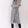 Clothing Rebellious Fashion | Light Grey Long Line Tied Waist Cardigan - Portia