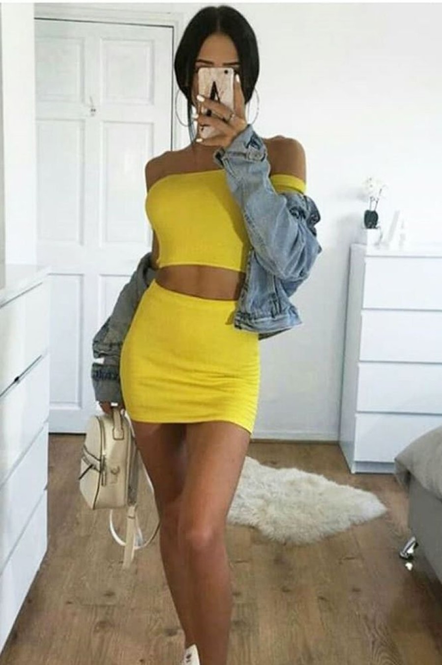 Clothing Rebellious Fashion | Yellow Shirred Bardot Crop Top - Emani