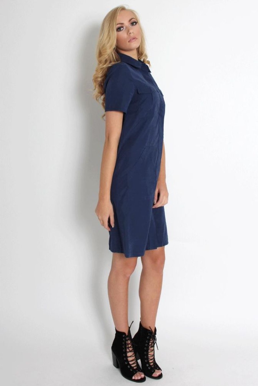 Clothing Rebellious Fashion | Bliss Navy Shirt Dress