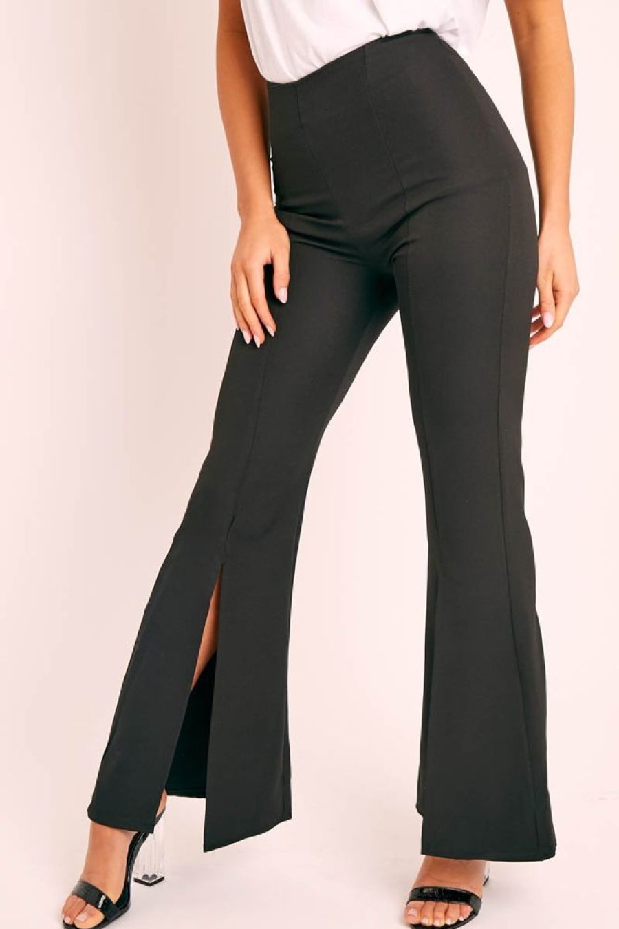 Clothing Rebellious Fashion | Black High Waist Split Front Trousers - Adraya