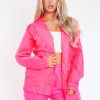 Clothing Rebellious Fashion | Coral Pink Shell Zip Up Windbreaker - Ginnie