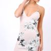 Clothing Rebellious Fashion | Pink Floral Curved Strappy Bodycon Dress - Collette