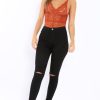 Clothing Rebellious Fashion | Rust Lace Cross Back Bodysuit - Brogan