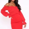 Clothing Rebellious Fashion | Red Shirred Wrap Over Bardot Mini Dress - Natasha