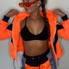 Clothing Rebellious Fashion | Orange Grey Shell Hooded Jacket & Shorts Set - Jettie