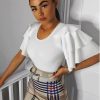 Clothing Rebellious Fashion | White Frill Sleeve Co-Ord Set - Demmie