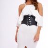 Clothing Rebellious Fashion | White Lace Up Corset Belt Dress - Shlya