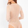 Clothing Rebellious Fashion | Vd - White Dobby Mesh Low Cut Bodysuit - Tamara