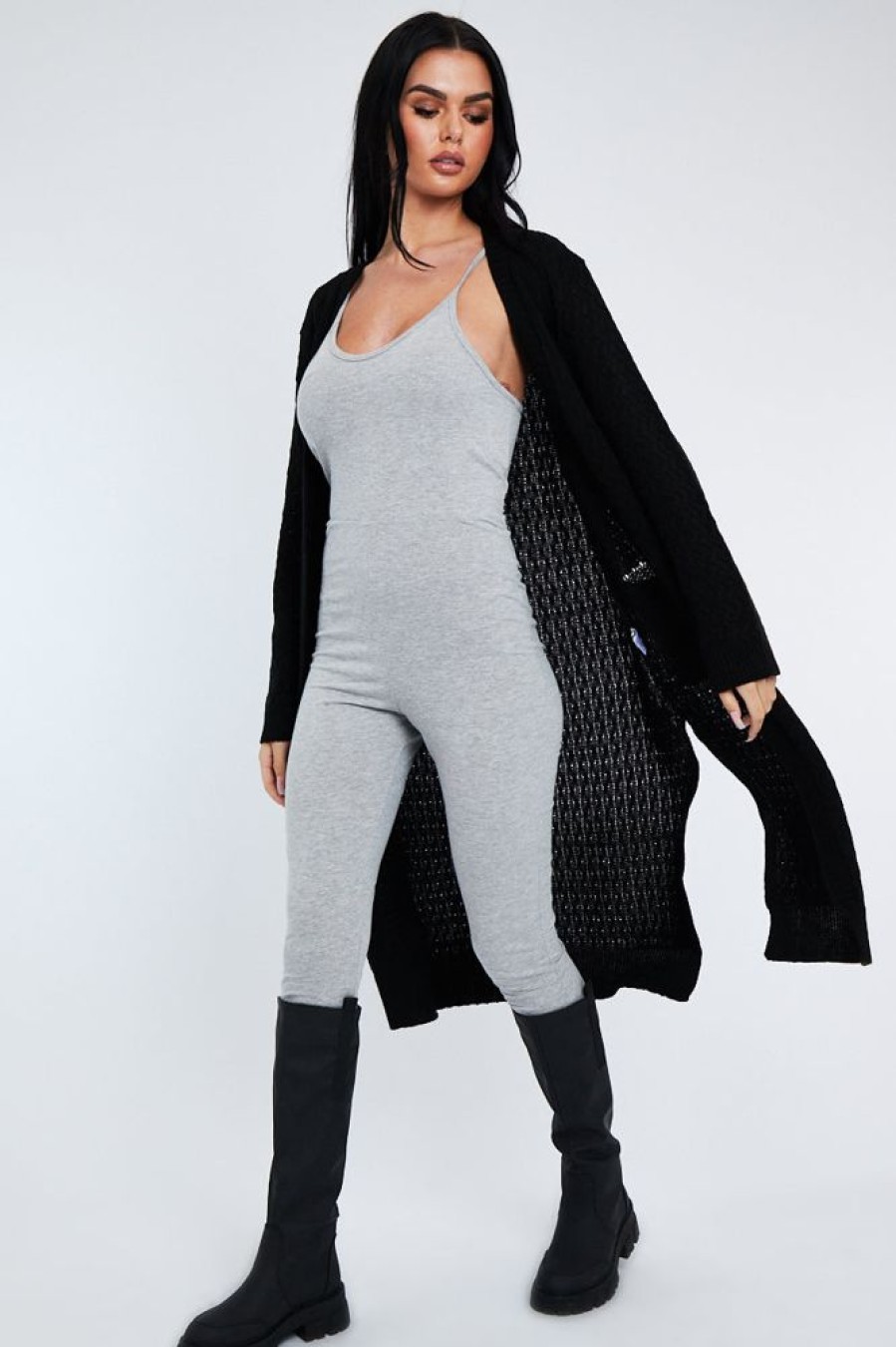 Clothing Rebellious Fashion | Black Long Knit Cardigan - Shola