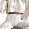 Clothing Rebellious Fashion | Cream Cable Knit Batwing Jumper Loungwear Set - Janea