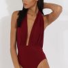 Clothing Rebellious Fashion | Burgundy Halterneck Bodysuit - Isla