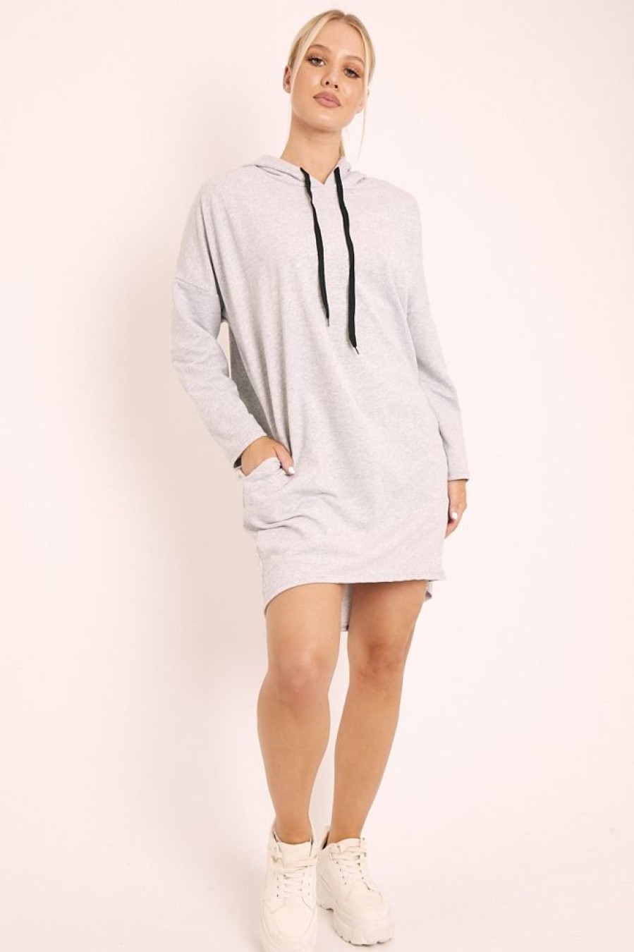 Clothing Rebellious Fashion | Grey Oversized Hoodie Jumper Dress - Mariah