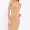 Clothing Rebellious Fashion | Camel Strap Bra Cup Detail Midi Dress - Helsa