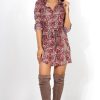 Clothing Rebellious Fashion | Mona Red Paisley Print Shirt Dress