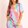 Clothing Rebellious Fashion | Multi Tie-Dye T-Shirt Cycling Short Set - Boni