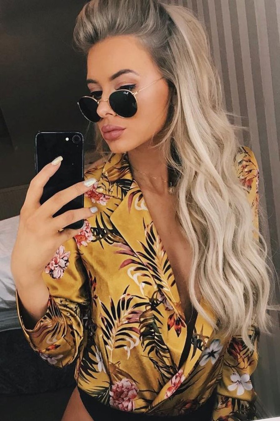 Clothing Rebellious Fashion | Mustard Floral Plunge Satin Bodysuit - Rebeka