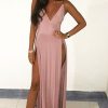 Clothing Rebellious Fashion | Rose Front Split Leg Maxi Dress - Effy