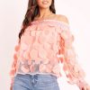 Clothing Rebellious Fashion | Coral Layered Applique Mesh Insert Blouse - Jadelynn