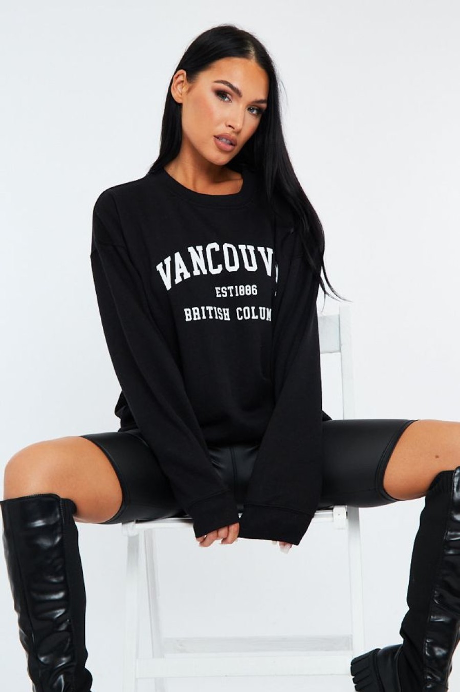 Clothing Rebellious Fashion | Black Oversized Vancouver Sweatshirt - Kyran