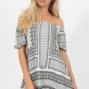 Clothing Rebellious Fashion | Light Grey Print Bardot Dress - July