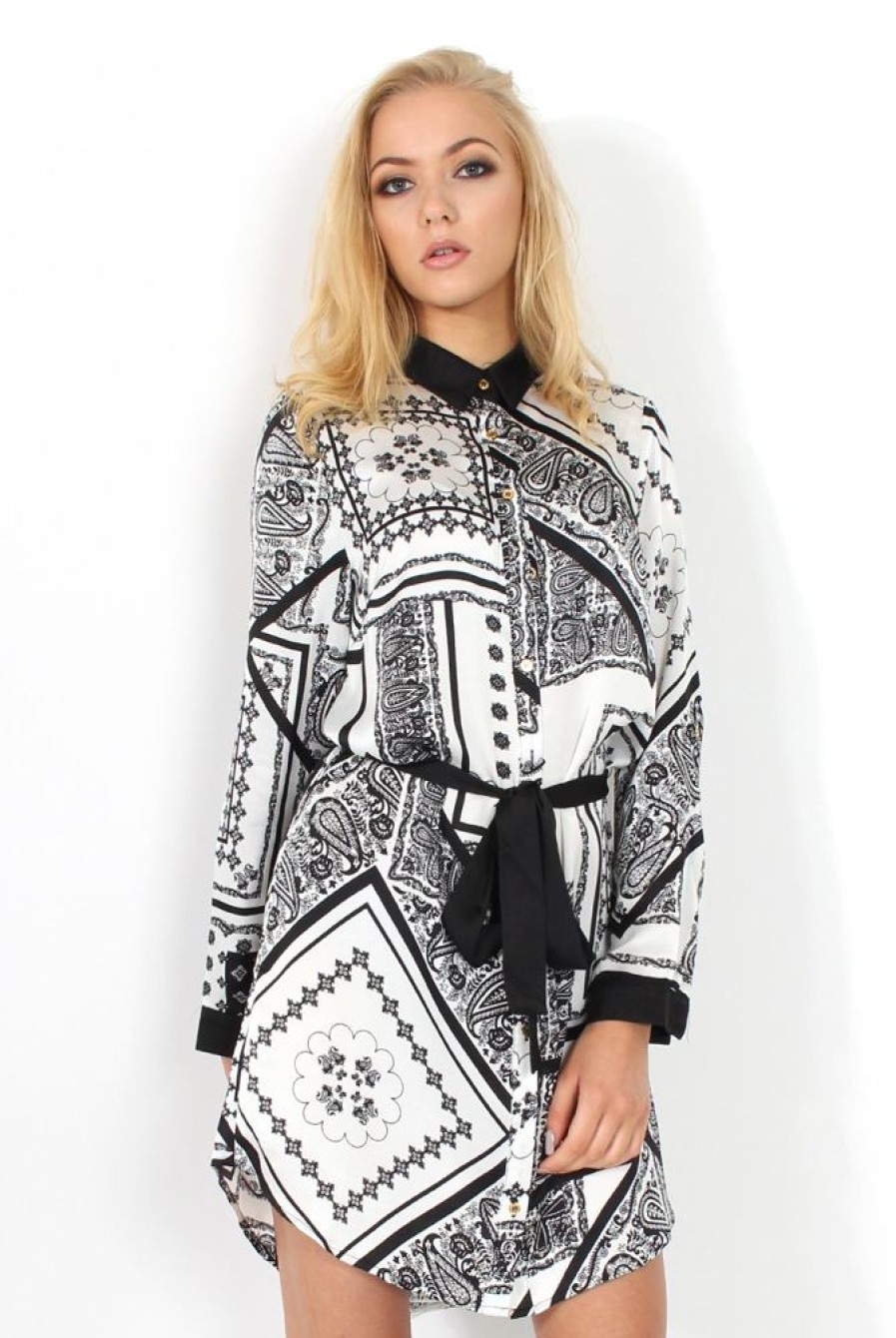 Clothing Rebellious Fashion | Celine Black Paisley Print Shirt Dress