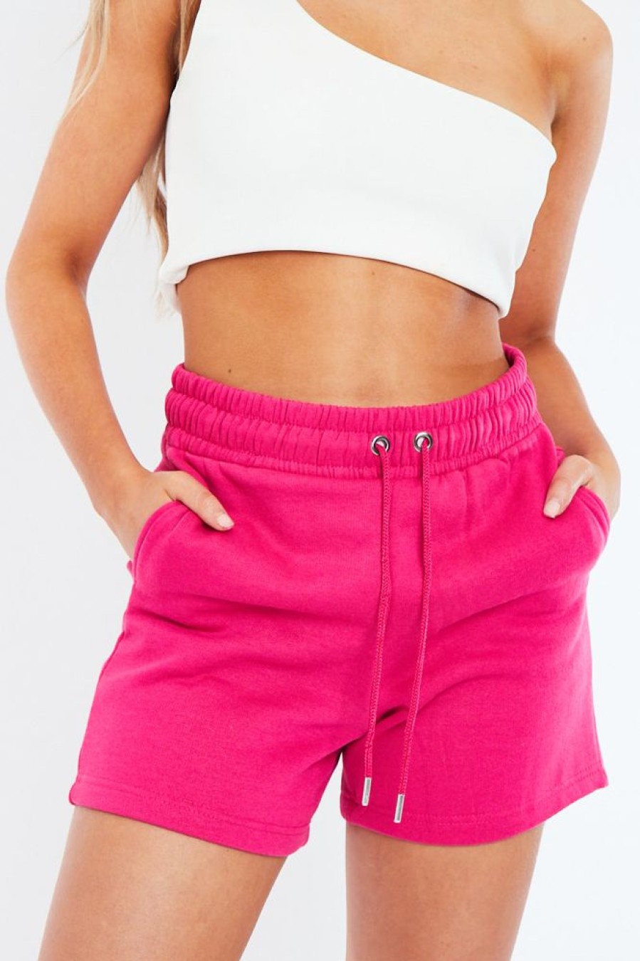 Clothing Rebellious Fashion | Fuchsia Pink Sweat Shorts - Amara