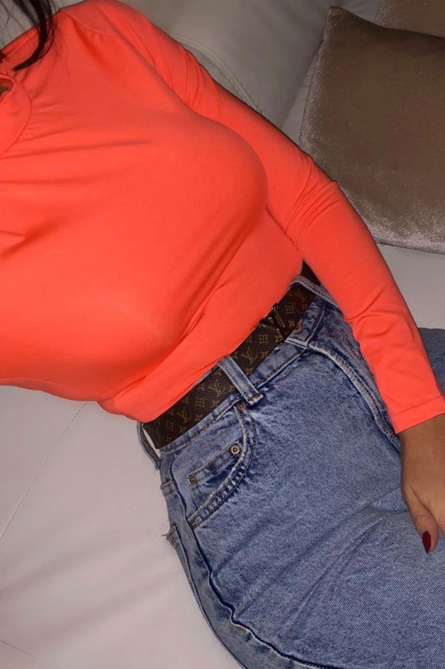 Clothing Rebellious Fashion | Neon Orange Slinky Bodysuit - Allison