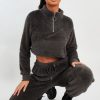 Clothing Rebellious Fashion | Grey Cropped Zip Front Teddy Jumper - Brady