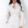 Clothing Rebellious Fashion | White Silky Shirt Dress-Hurran