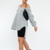 Clothing Rebellious Fashion | Grey Knit Oversized Jumper - Darci