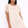 Clothing Rebellious Fashion | Nude Sequin Oversized Shift Dress - Lilly