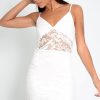 Clothing Rebellious Fashion | White Lace Plunge Bodycon Dress - Kally