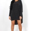 Clothing Rebellious Fashion | Menja Black Sparkle Drooped Back Dress