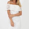 Clothing Rebellious Fashion | White Lace Bardot Dress - Magdalena